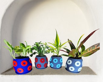 Phish Donut Handmade Planter Set, Flower Pots - 5" x 5" | Eco-Friendly PLA Plastic | Gift for Her | Home Decor Gift | Planter | Set of 4