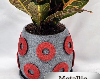 Phish METALLIC Crimson Donut Handmade Planter, Flower Pot - 5" x 5" | Eco-Friendly PLA Plastic | Gift | Home Decor | Window Planter
