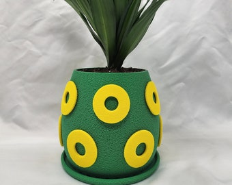 Phish Baby Lemonade Donut Handmade Planter, Flower Pot - 5" x 5" | Eco-Friendly PLA Plastic | Gift | Green Planter | Handmade Gift | Boho