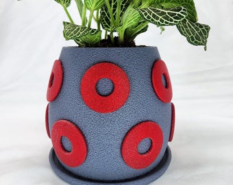 Phish Crimson Donut Handmade Planter, Flower Pot - 5" x 5" | Eco-Friendly PLA Plastic | Gift for Her | Mothers Day Gift | Planter