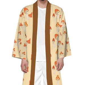 Retro Mushroom Kimono | Robe Jacket| Retro Unisex Kimono | Festival Kimono| Festival Cloak| Gift For Music Fan| Haori