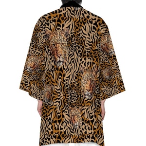 Cheetah Print Kimono Robe, Unisex Robe, Cloak, Festival Fashion, Animal Print Jacket, Rave Kimono