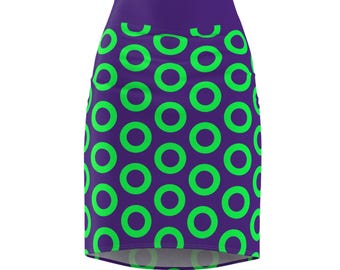 Phish Donut paarse neongroene kokerrok voor dames, minirok, cadeau voor haar, festivalmode,