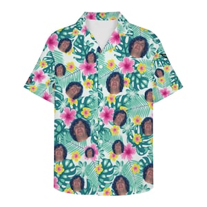 WEEN Deaner Face Floral Men&#39;s Short Sleeve Shirt Button Down | Hawaiian Shirt | Music Lover Gift | Fathers Day