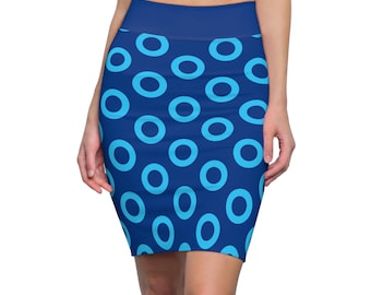 Phish Donut Blue on Blue Women's Pencil Skirt, Festival Fashion, Gift for her
