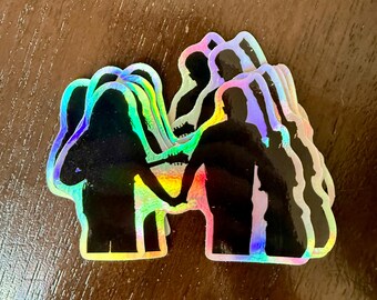 GSBG Jaywalking Hand Holding Holographic Vinyl Decal Sticker, Bluegrass Lover, Banjo