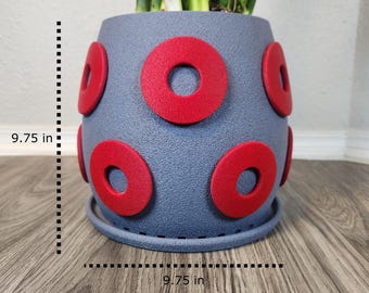 Phish LARGE Crimson Donut Handmade Planter, Flower Pot - 9" x 9" | Eco-Friendly PLA Plastic | Gift | Home Decor | Window Planter |
