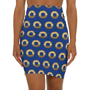 Falda tubo Phish Gold Metallic Donuts para mujer, moda para festivales, regalo para ella, falda Phish Blue