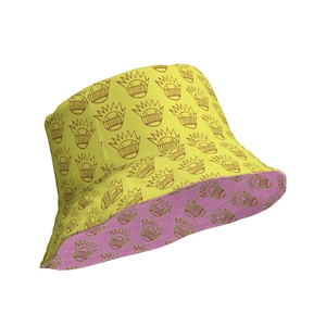 Ween Boognish Reversible Pink Brown Green/Yellow Bucket Hat, Festival Hat