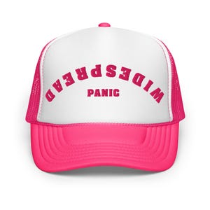 Panic Hot Pink Embroidered Foam Trucker Hat, Concert Hat, Gift for Her, Jam Band