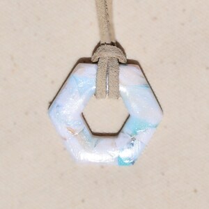 Handmade Tropical Hexagon Pendant on Suede Cord