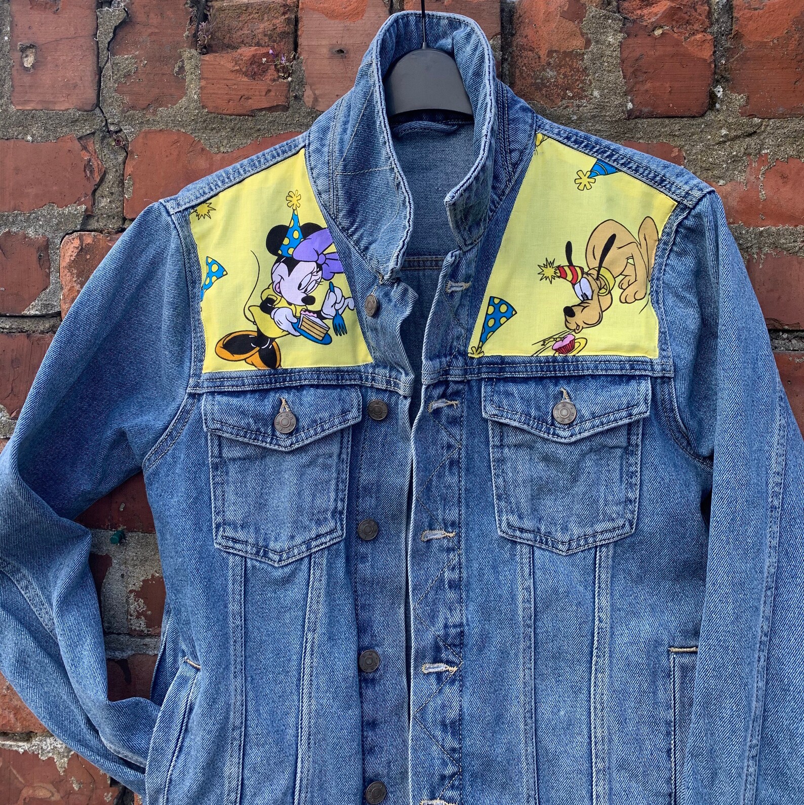 Upcycled denim jacket with Mickey Mouse and friends birthday Etsy