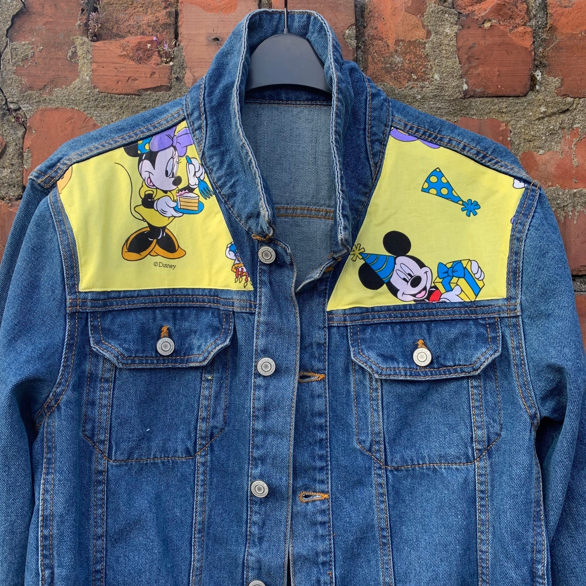 Upcycled denim jacket with Mickey Mouse and friends birthday Etsy