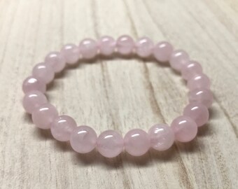 Rose Quartz Bracelet | 8 mm Beads | Rose Quartz Beads | Stretch Bracelet | Healing Crystal Bracelet | Love Crystal | Buy 4 Get 1 FREE!