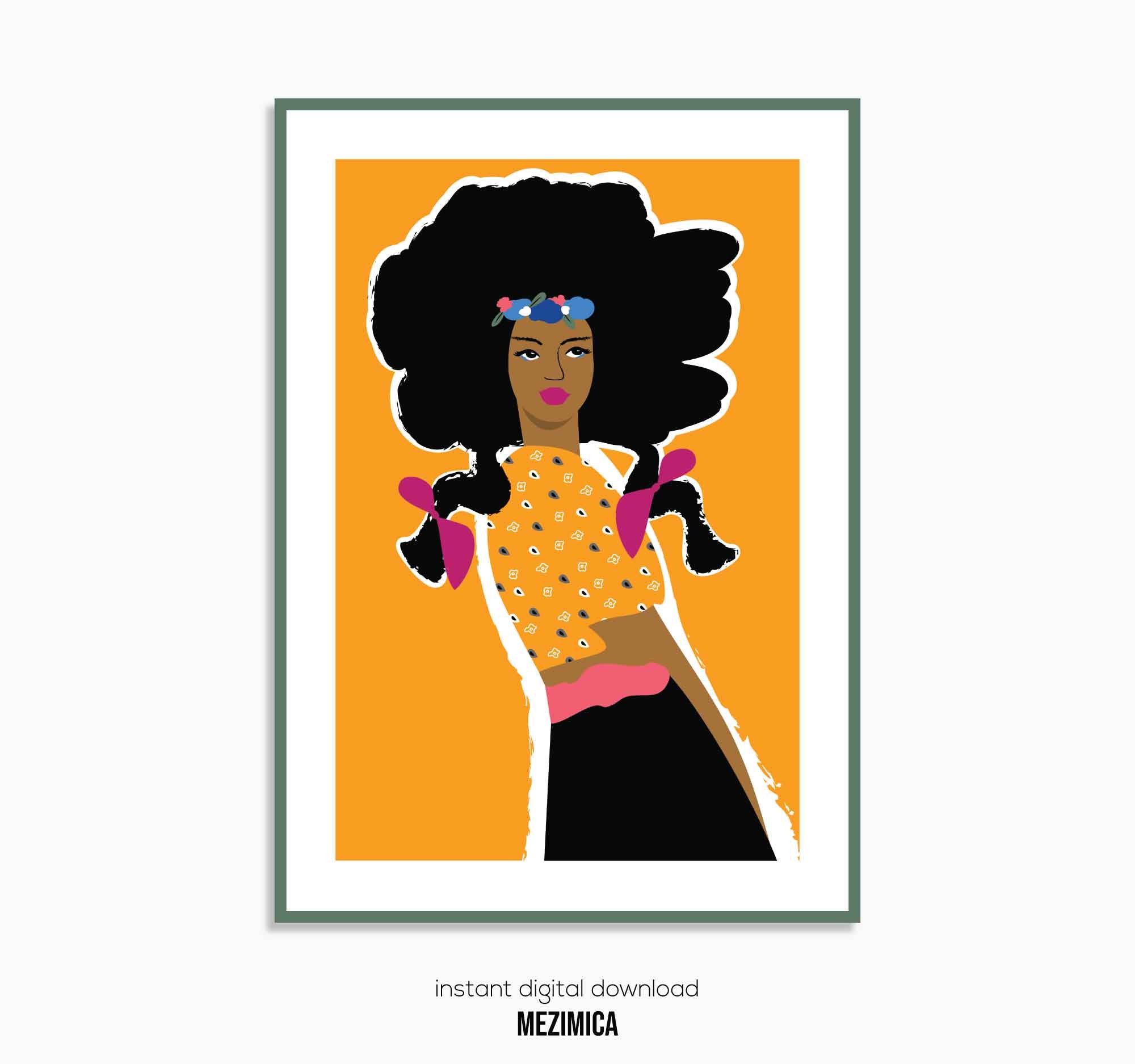 Afro Wall Art African American Art Boho Decor Hair Salon Etsy