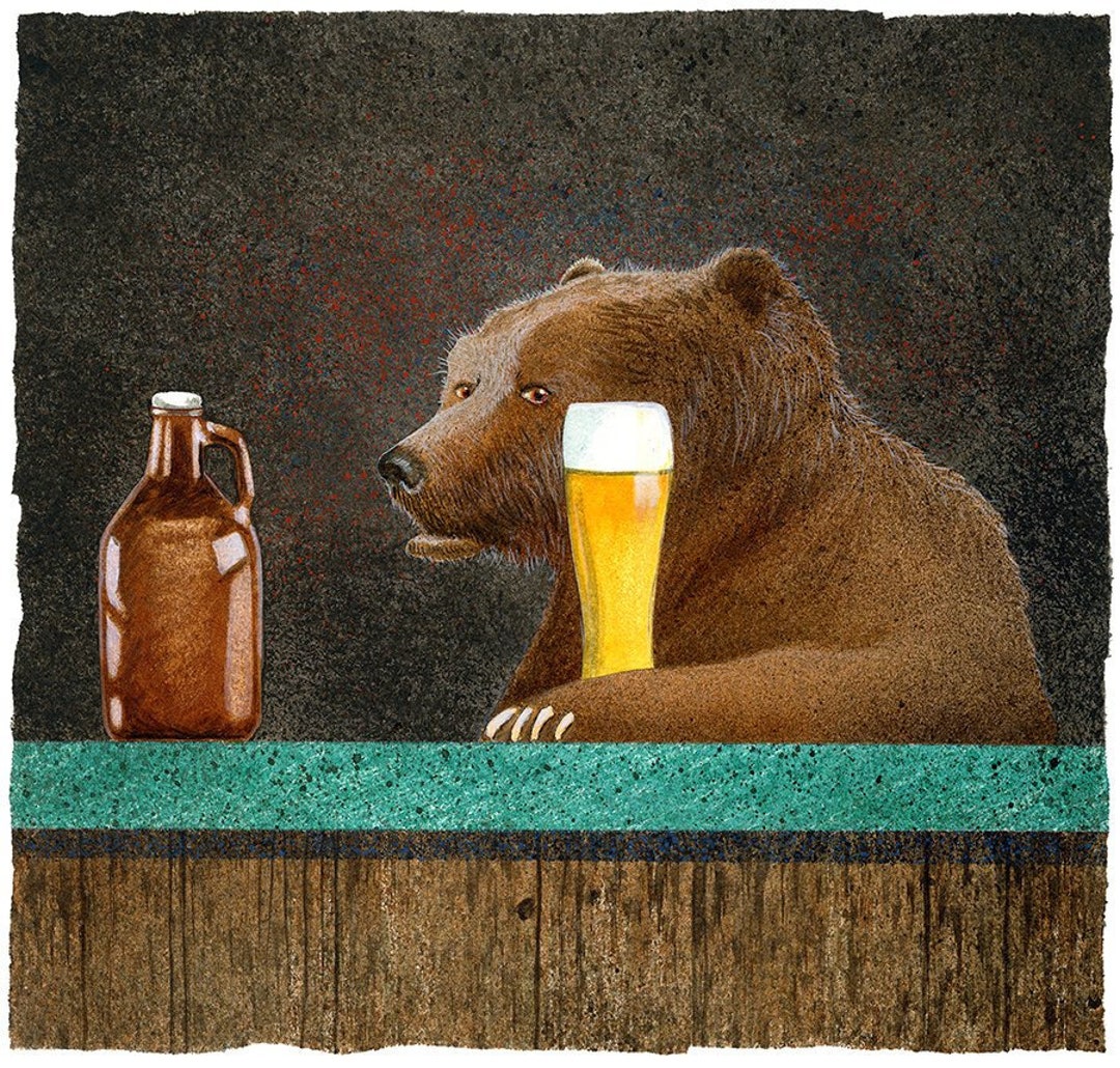 Grizzly Bear Beer Painting Groomsmen Gifts Kodiak Brown Ale 