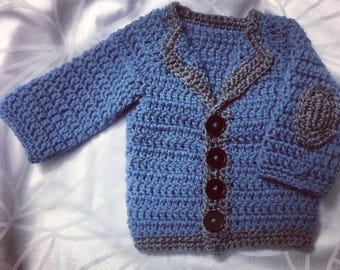 Little Old Man Baby Cardigan. Crochet Baby Boy Pattern Crochet Baby Cardigan Elbow Pads Crochet Baby Boy Sweater Pattern Etsy