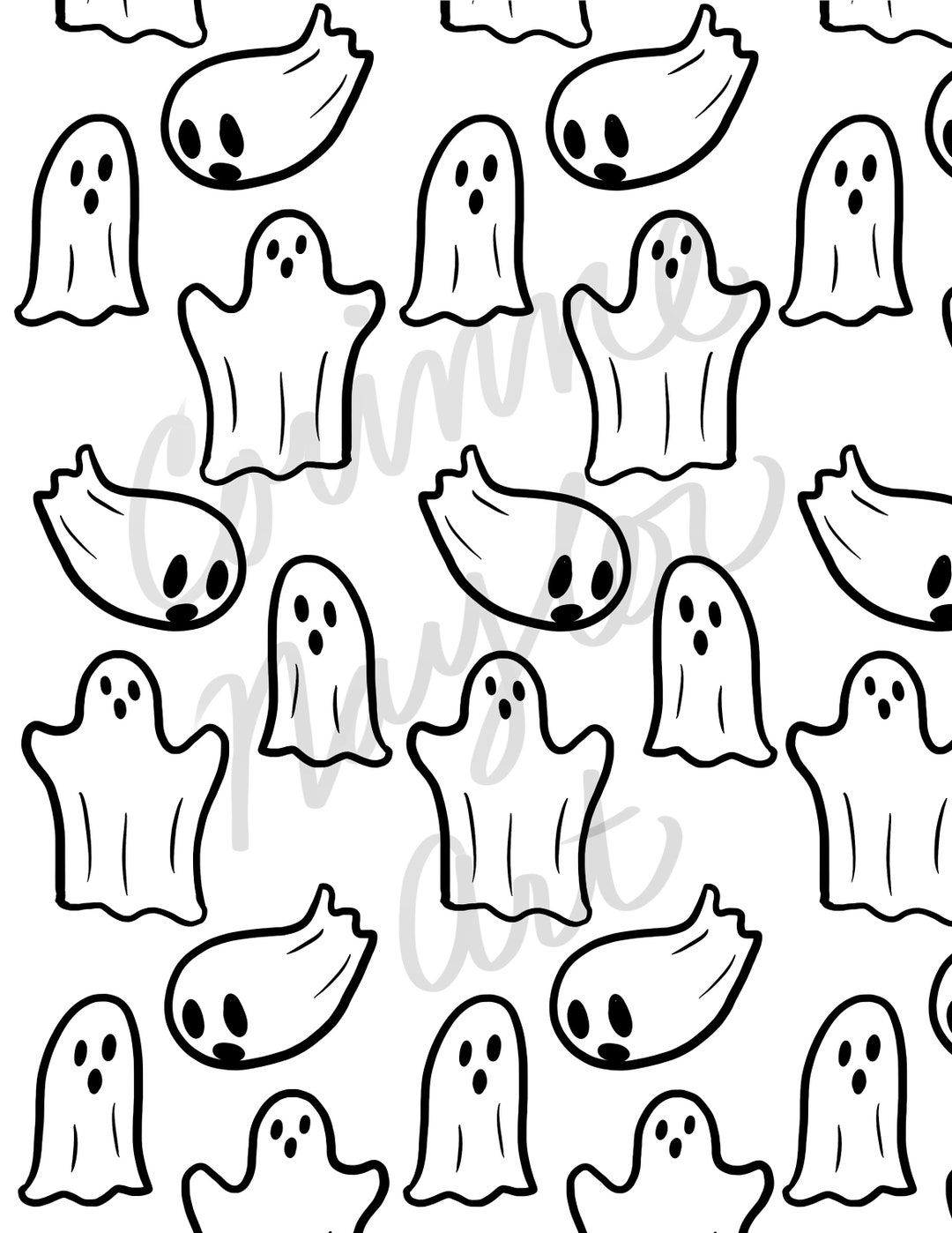 Halloween Coloring Page: Ghosts, Cats, Pumpkins, Bats, Witch - Etsy