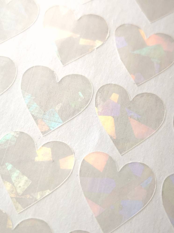 Paper Stickers Self Adhesive Sparkle Love Hearts Transparent