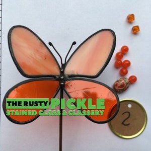 Handmade Stained Glass Butterfly Plant Stake (Style #2)