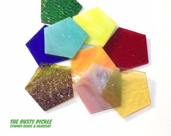 Stained Glass Precut Pentagons you'll love Discover the Variety Color Mix Now!