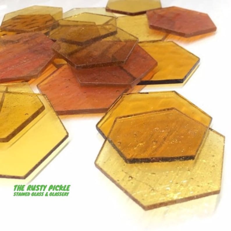 Stained Glass Precut Hexagon
The Rusty Pickle Stained Glass & Glassery