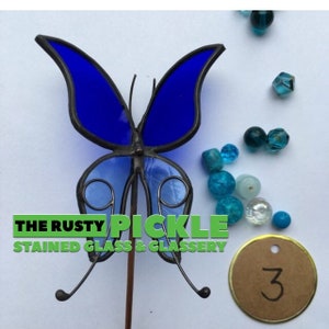 Handmade Stained Glass Butterfly Plant Stake (Style #3)