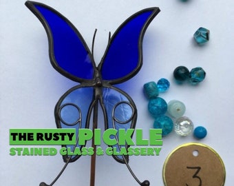 Handmade Stained Glass Butterfly Plant Stake (Style #3)
