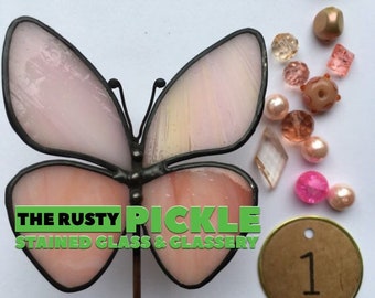 Handmade Stained Glass Butterfly Plant Stake (Style #1)