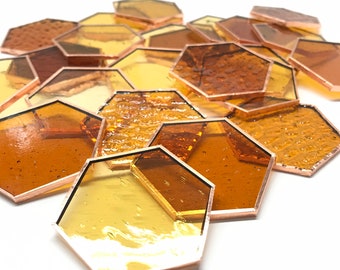 Stained Glass Precut and Foiled Hexagons are the bee's knees Discover the Amber Color Mix Now!