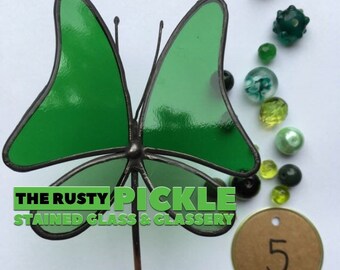 Handmade Stained Glass Butterfly Plant Stake (Style #5)