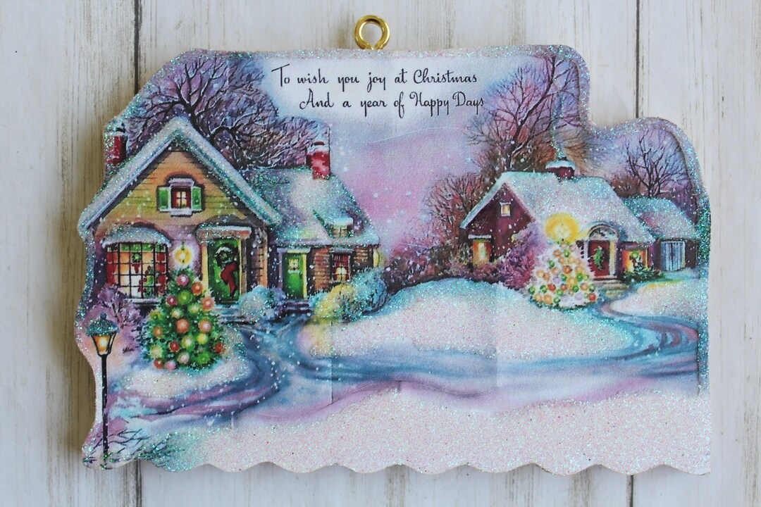 From Our House to Yours * Christmas Tree Ornament * Vintage Card Image ...