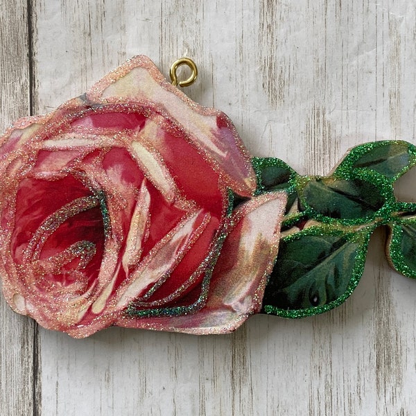 Pink Rose Ornament Etsy