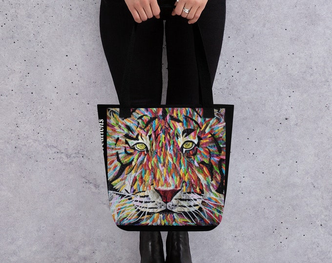 Tiger Tote bag; Original quilt art by Mary Pascoe