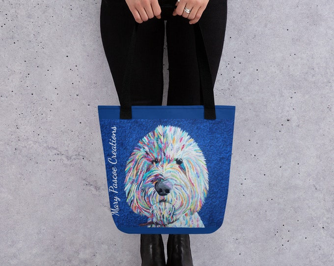 Goldendoodle Tote Bag with Original Quilt Art by Mary Pascoe