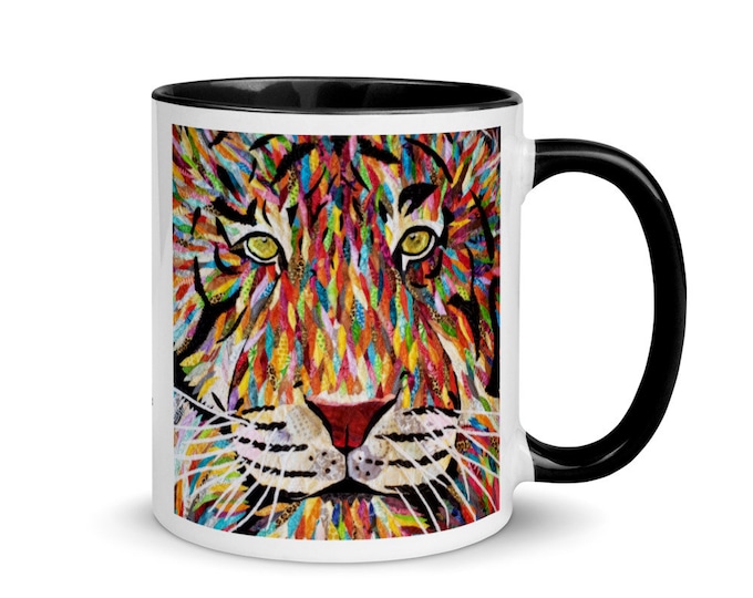 Tiger Mug with Original Quilt Art by Mary Pascoe