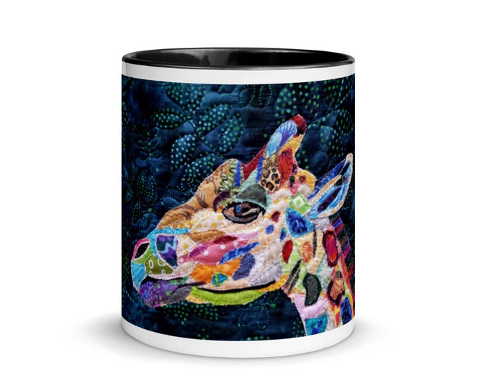 Giraffe Mug with Original Quilt Art by Mary Pascoe