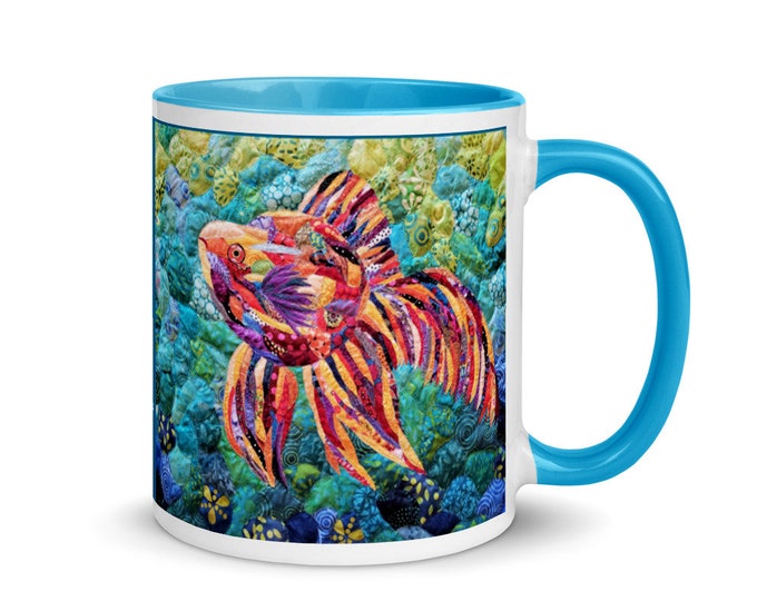 Fish Mug with Original Quilt Art by Mary Pascoe