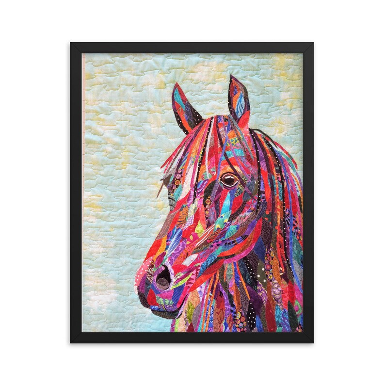 Framed Horse Print Created From Original Quilt Art by Mary Etsy
