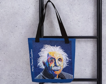 Einstein Tote Bag With Original Quilt Art by Mary Pascoe