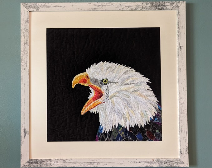 Framed Bald Eagle Quilt With Original Quilt Art by Mary Pascoe