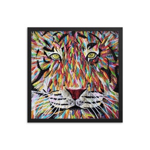 Framed Tiger Print with Original Quilt Art by Mary Pascoe