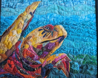 Turtle Art Quilt; 21 in x 18 in;  Original Design by Mary Pascoe