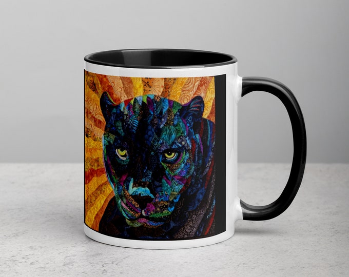 Panther Mug with Original Quilt Art by Mary Pascoe