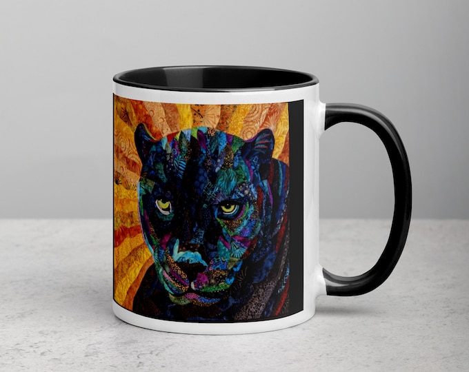 Panther Mug with Original Quilt Art by Mary Pascoe