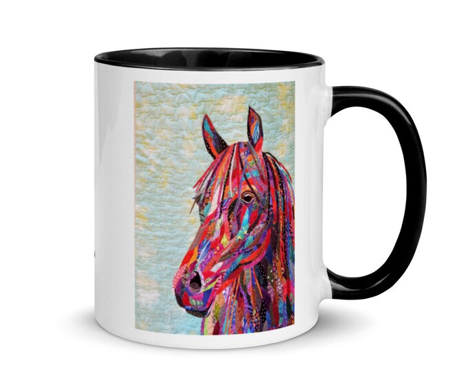 Horse Mug with Oiginal Quilt Art by Mary Pascoe