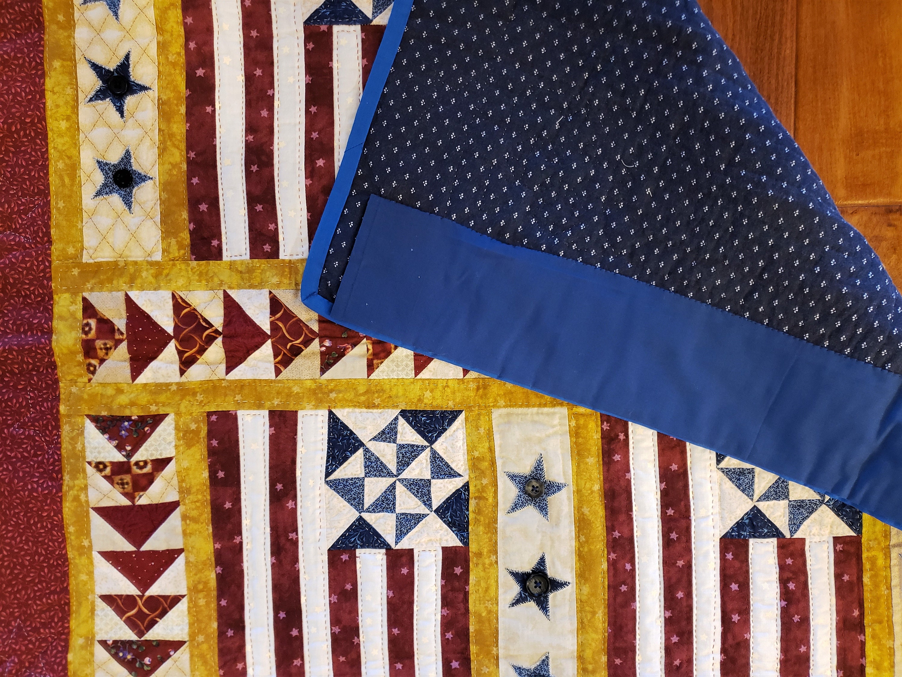 Unique Flag Quilt, Patriotic, American flag, wall hanging, 35x35, Hand