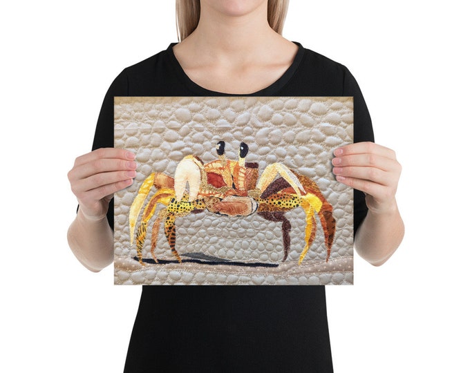 Unframed Crab Print with Original Quilt Art by Mary Pascoe