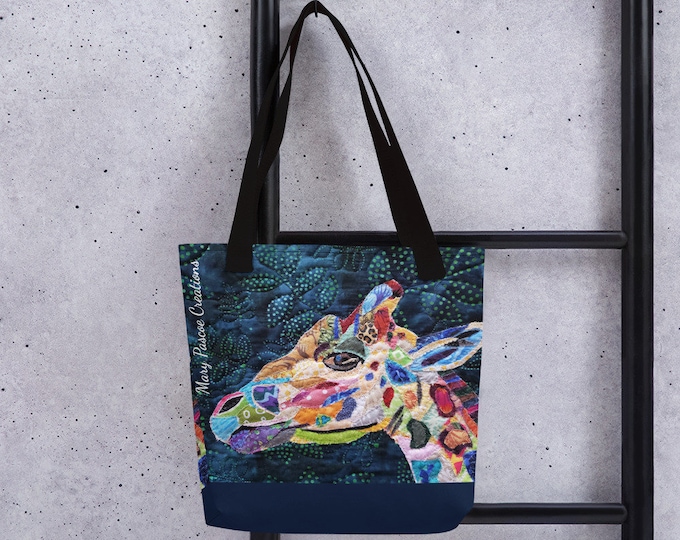 Giraffe Tote Bag With Original Quilt Art by Mary Pascoe