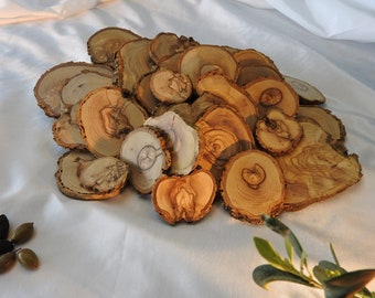 2 kg Olivenholz-Scheiben, verschiedene Größen, Rohlinge sauber geschnitten, unbehandelt,